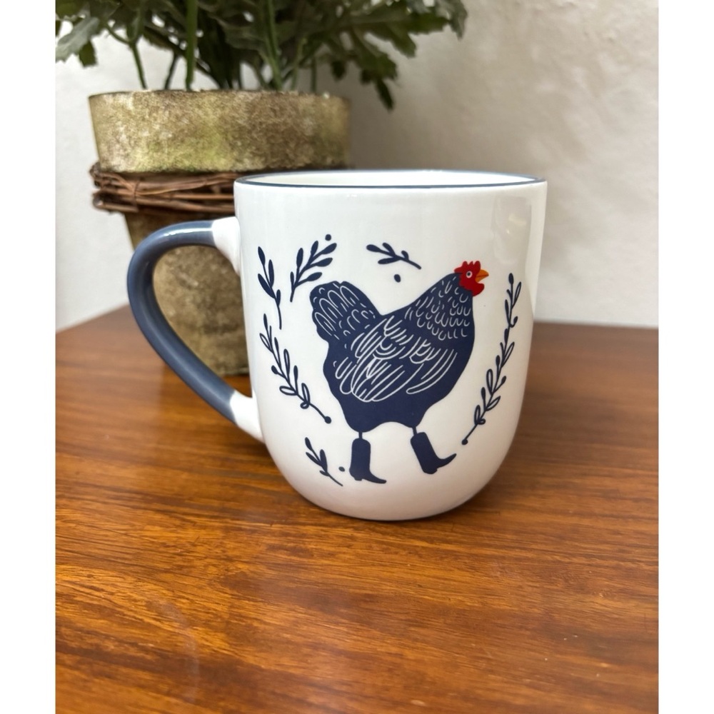 FARMHOUSE ANIMALS MUG ROOSTER HEN BOOTS COTTAGECORE LAKE HOUSE CABIN DECOR 15oz - Picture 3 of 7